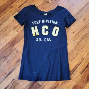 Hollister Surf Division Navy Babydoll Tee Y2K 2000s So. Cal Raised Logo Yellow L
